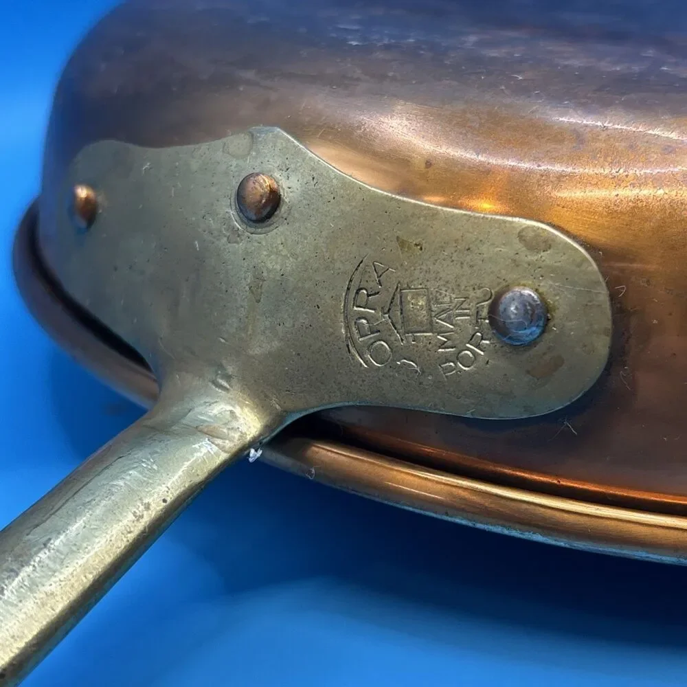Vintage Copral 8 1/4 “ Copper Skillet Brass Handle Made in Portugal